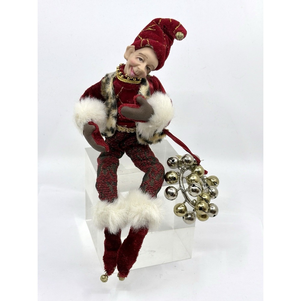 Elf Robert Stanley Winter Poseable Elf Red Leopard Holiday Decor